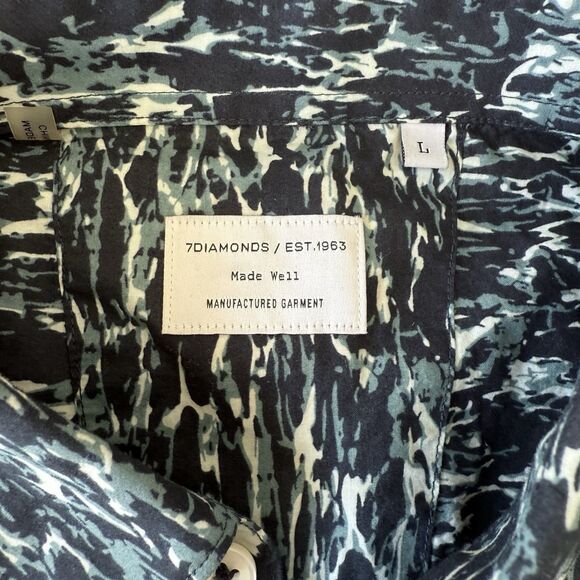 7 Diamonds Mens Size Large 100% Cotton Button Up 7063 Made Well Shirt Artsy - Picture 3 of 11